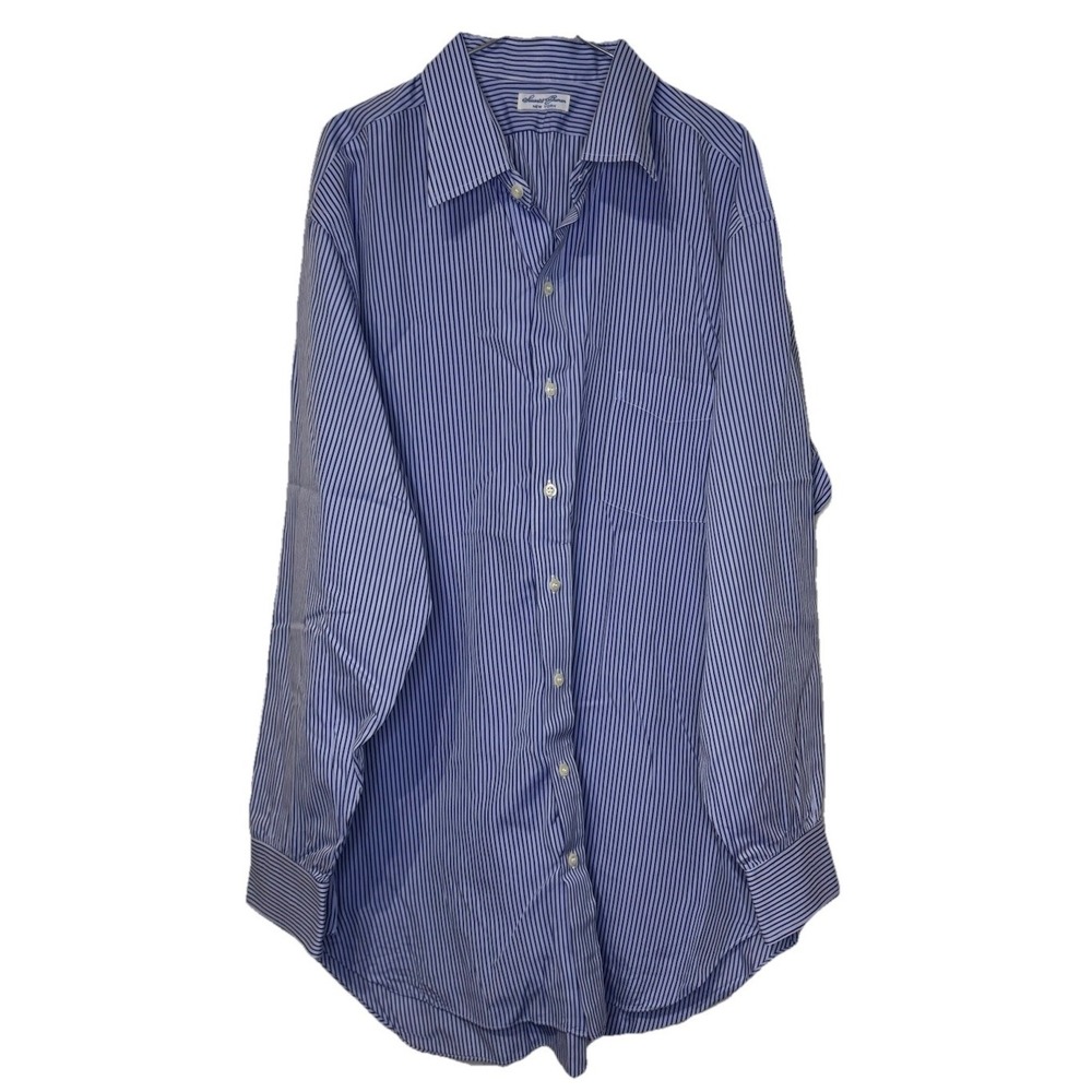 Seewald X Jouman Men's Dress Shirt Striped Button Up Long Sleeve Cotton Blue 2XL